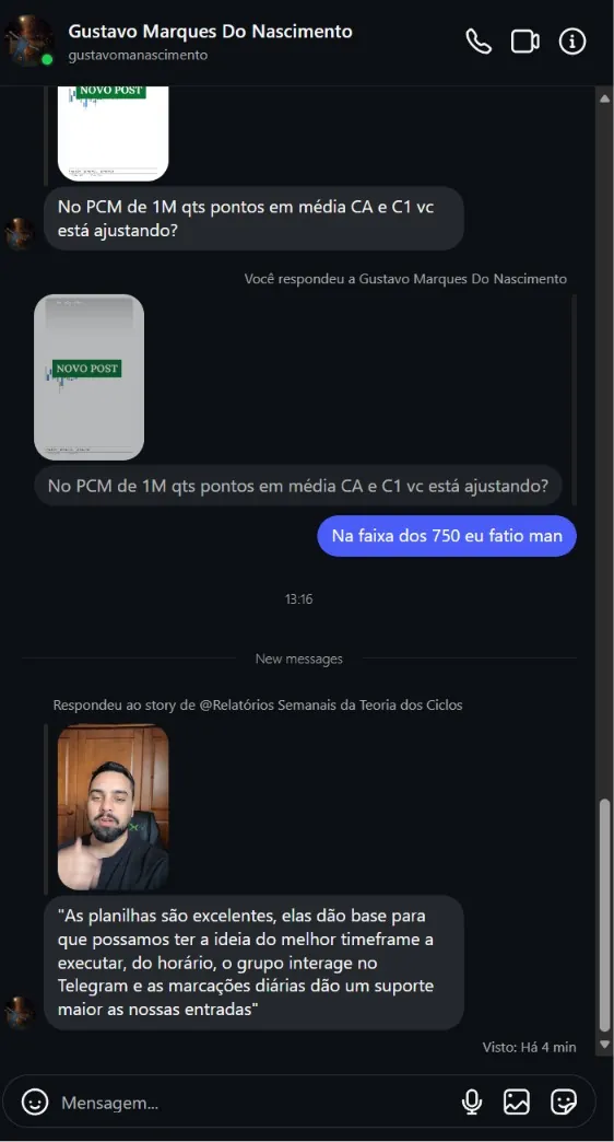 Relato de Gustavo Marques sobre as planilhas